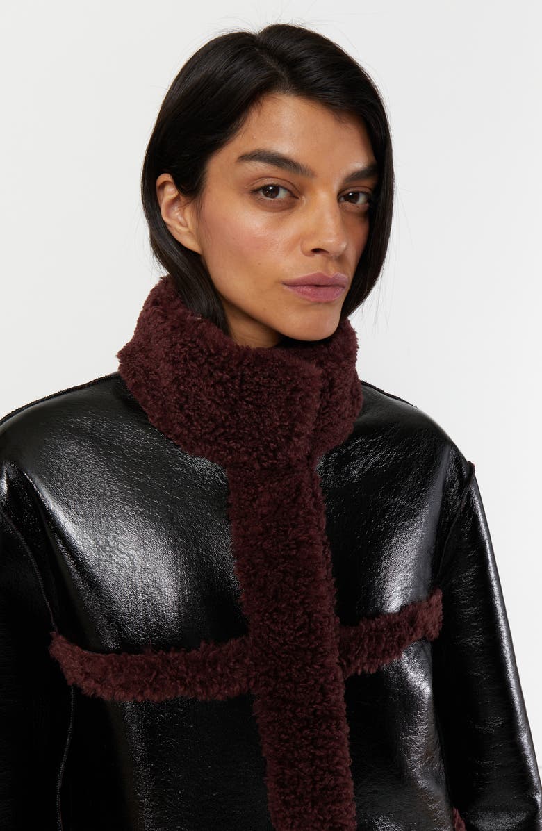 Apparis Tilly Patent Faux Leather & Faux Shearling Reversible Coat, Alternate, color,