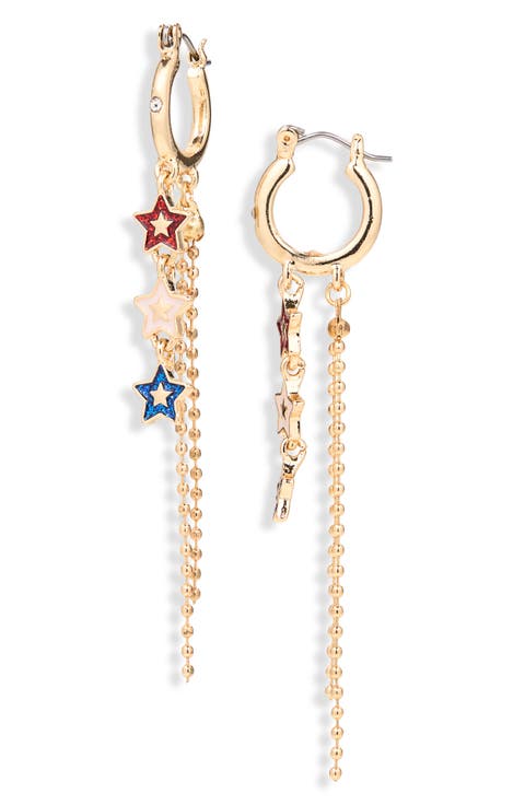 Star Chain Drop Hoop Earrings
