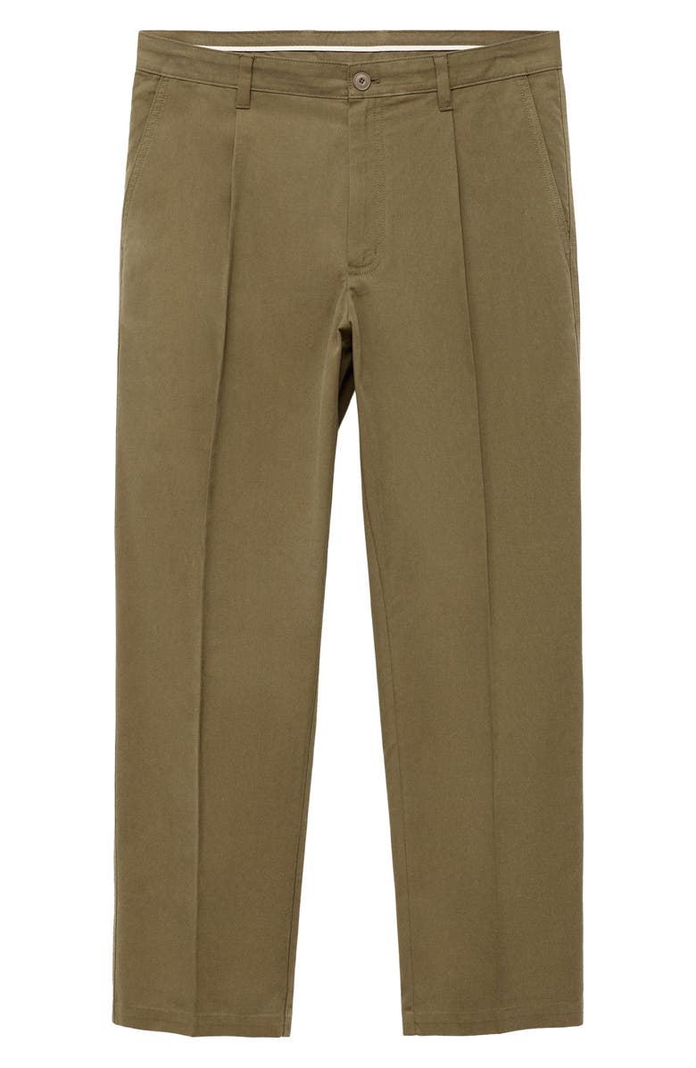 MANGO Cotton Blend Straight Leg Pants, Alternate, color, Olive Green