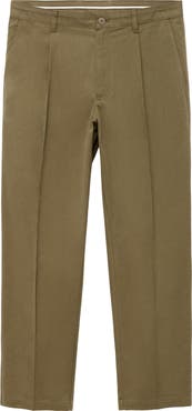 MANGO Cotton Blend Straight Leg Pants