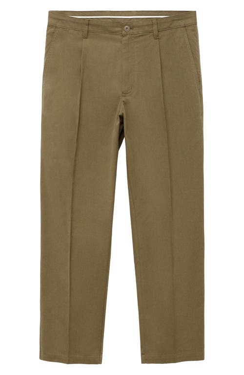 Mango Cotton Blend Straight Leg Pants In Green