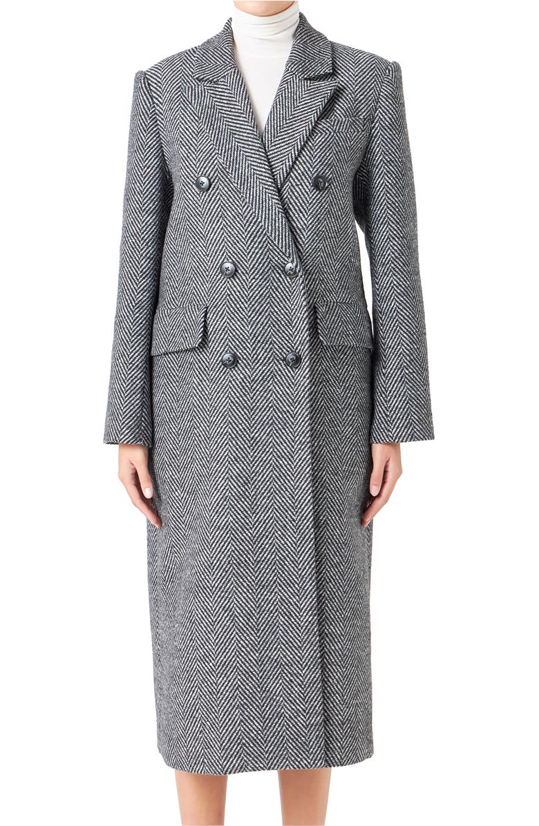 Endless Rose Herringbone Notch Lapel Blazer, Alternate, color, Black/ White