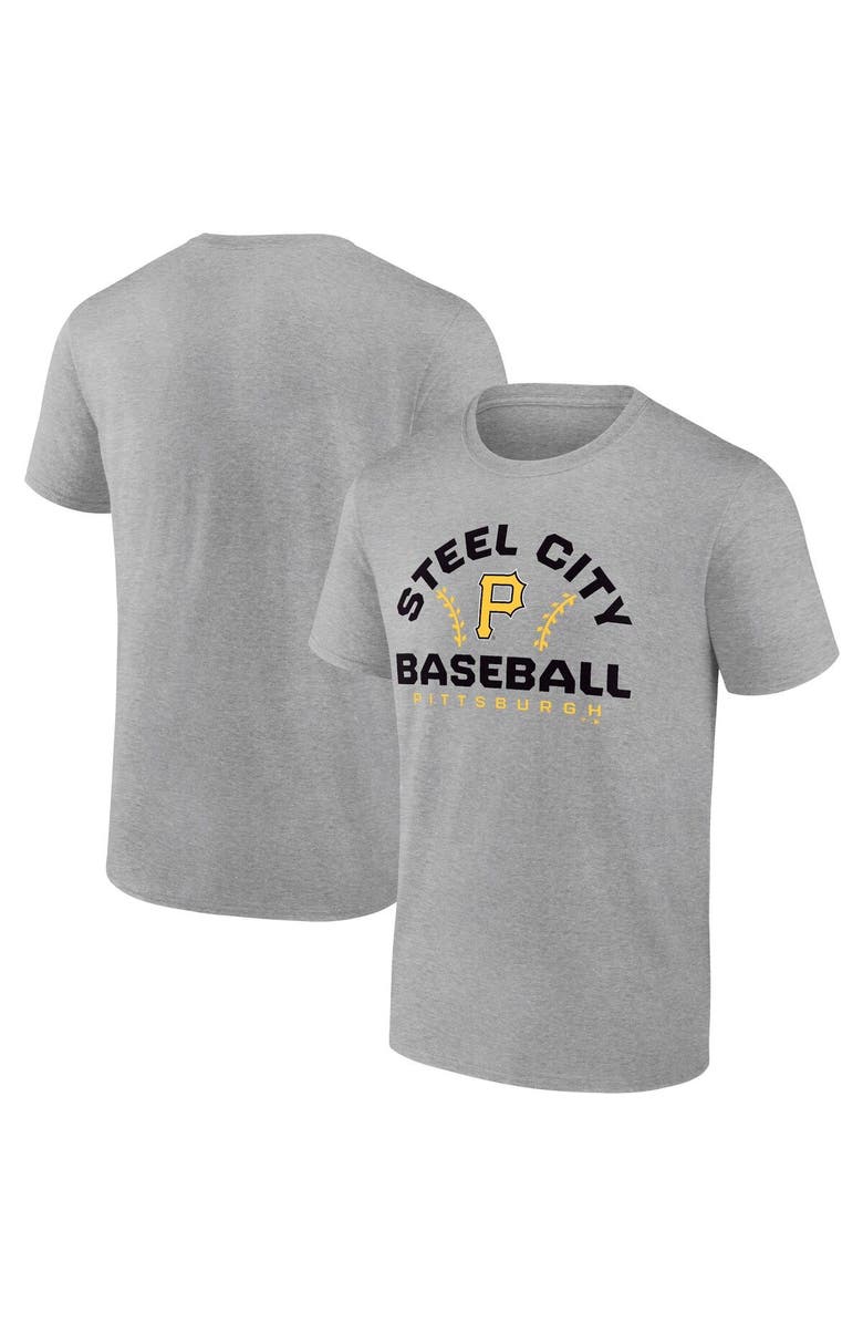 FANATICS Men's Fanatics Branded Heathered Gray Pittsburgh Pirates Iconic Go for Two T-Shirt, Main, color, 