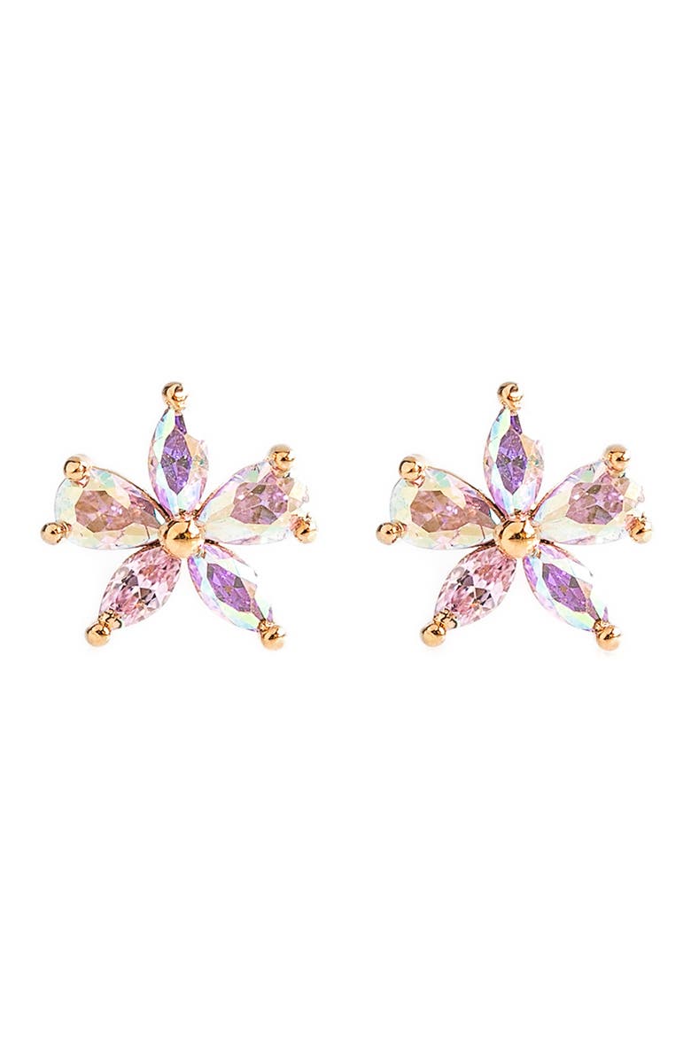 Gardenia Flower Stud Earrings, Main, color, GOLD