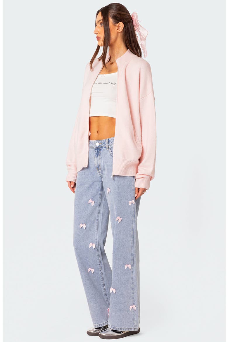 Montie Oversize Double Zip Cardigan, Alternate, color, LIGHT-PINK