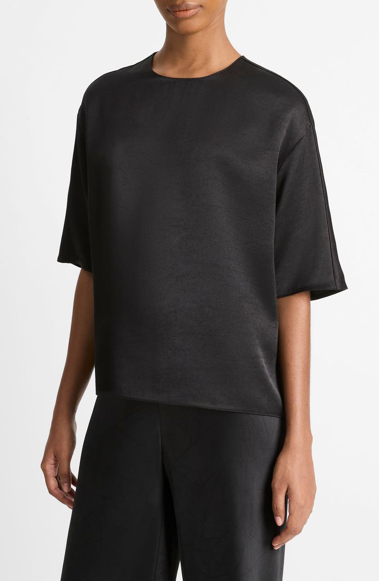 Vince Fluid Satin Top, Alternate, color, Black