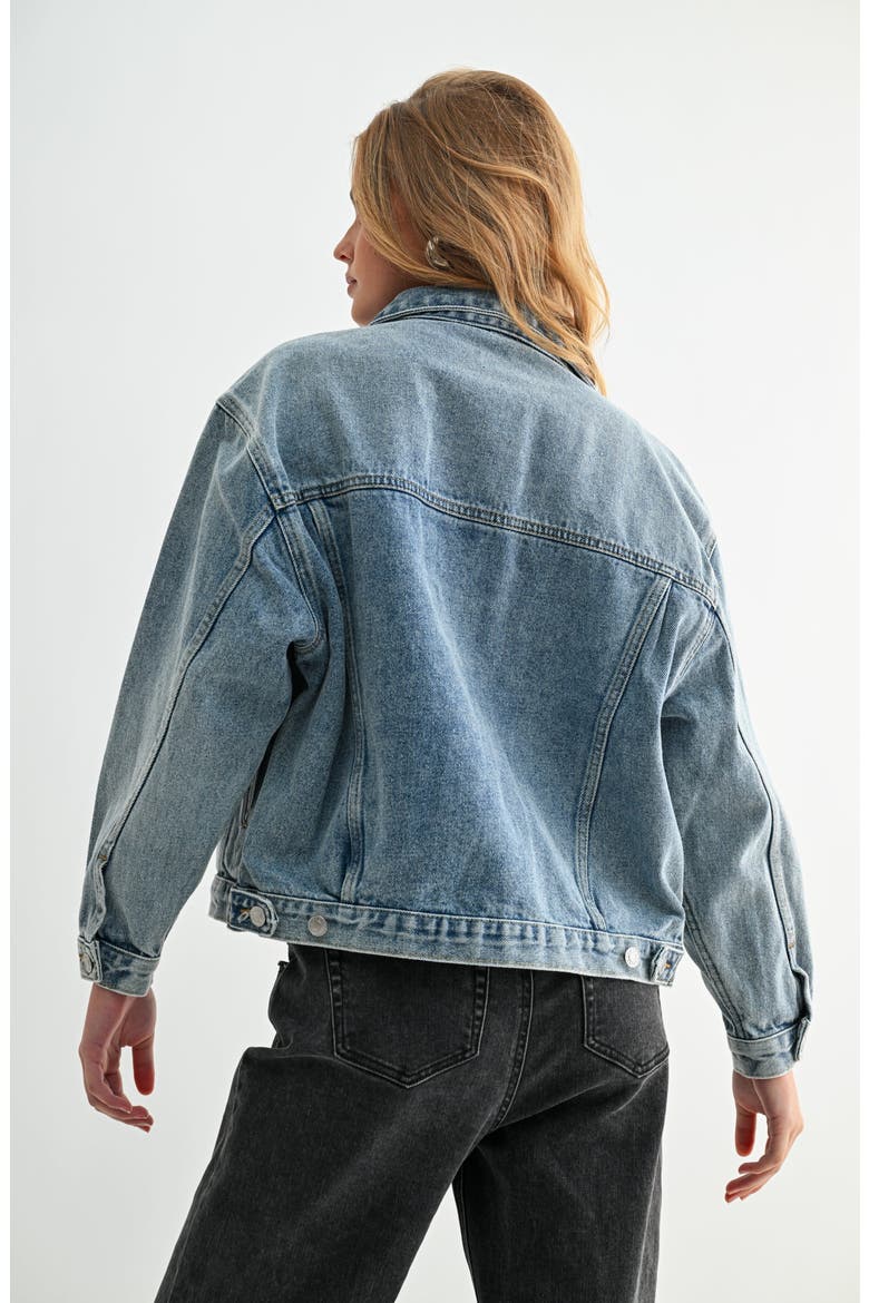 The Aura Crop Denim Jacket, Alternate, color, Medium Blue