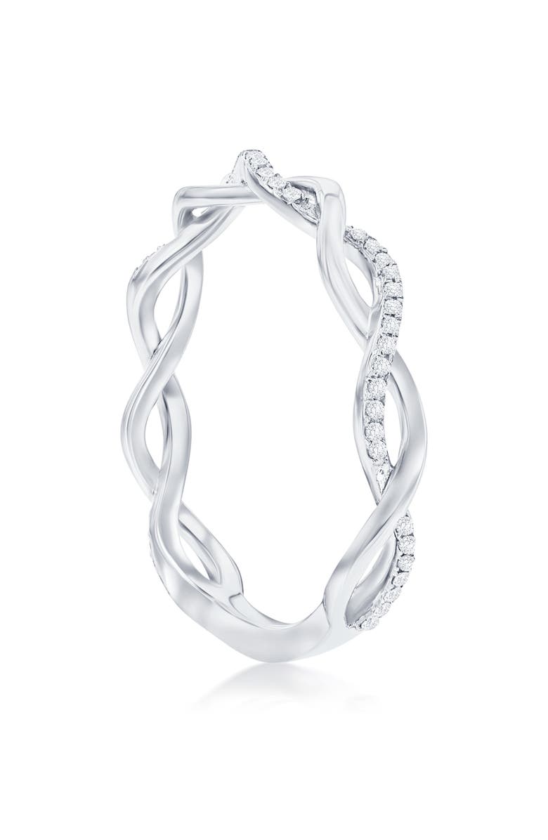 SIMONA Sterling Silver Intertwined Diamond Band Ring - 0.15ct., Alternate, color, Silver