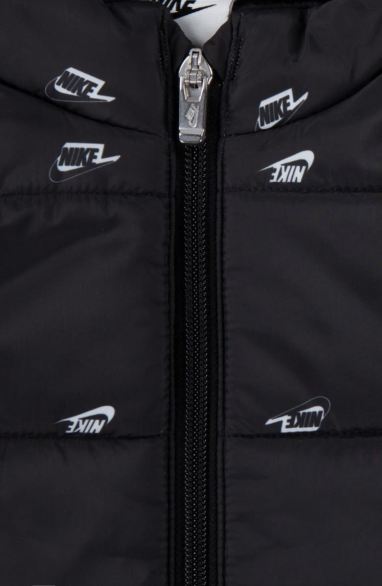 Nike Kids' Futura Puffer Vest, Logo T-Shirt & Fleece Joggers Set, Alternate, color, Black