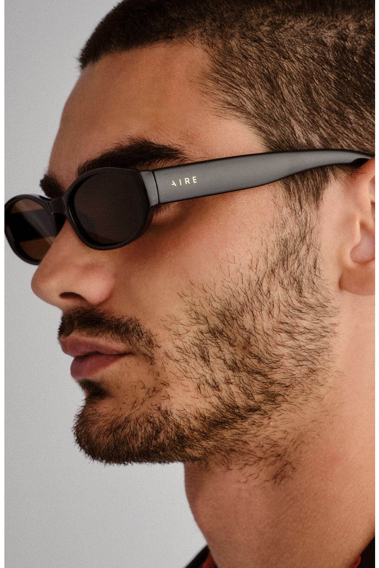 Caellum 52mm Oval Sunglasses, Alternate, color, BLACK