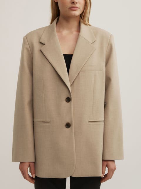 Wrap Front Asymmetric Button Blazer