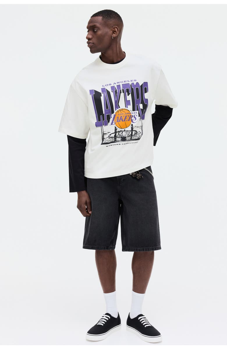 H&M Oversized Fit Printed T-shirt, Alternate, color, White/Nba