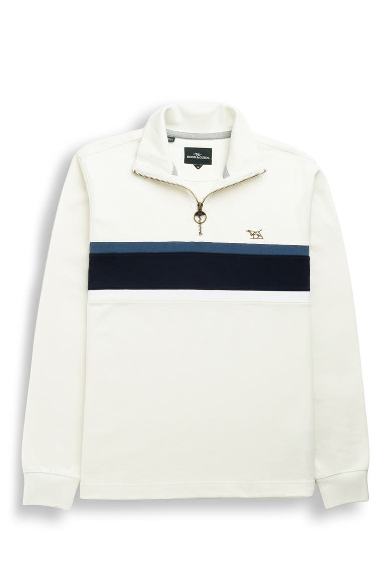 Chesterfield Chest Stripe Quarter Zip Long Sleeve Polo, Alternate, color, BONE