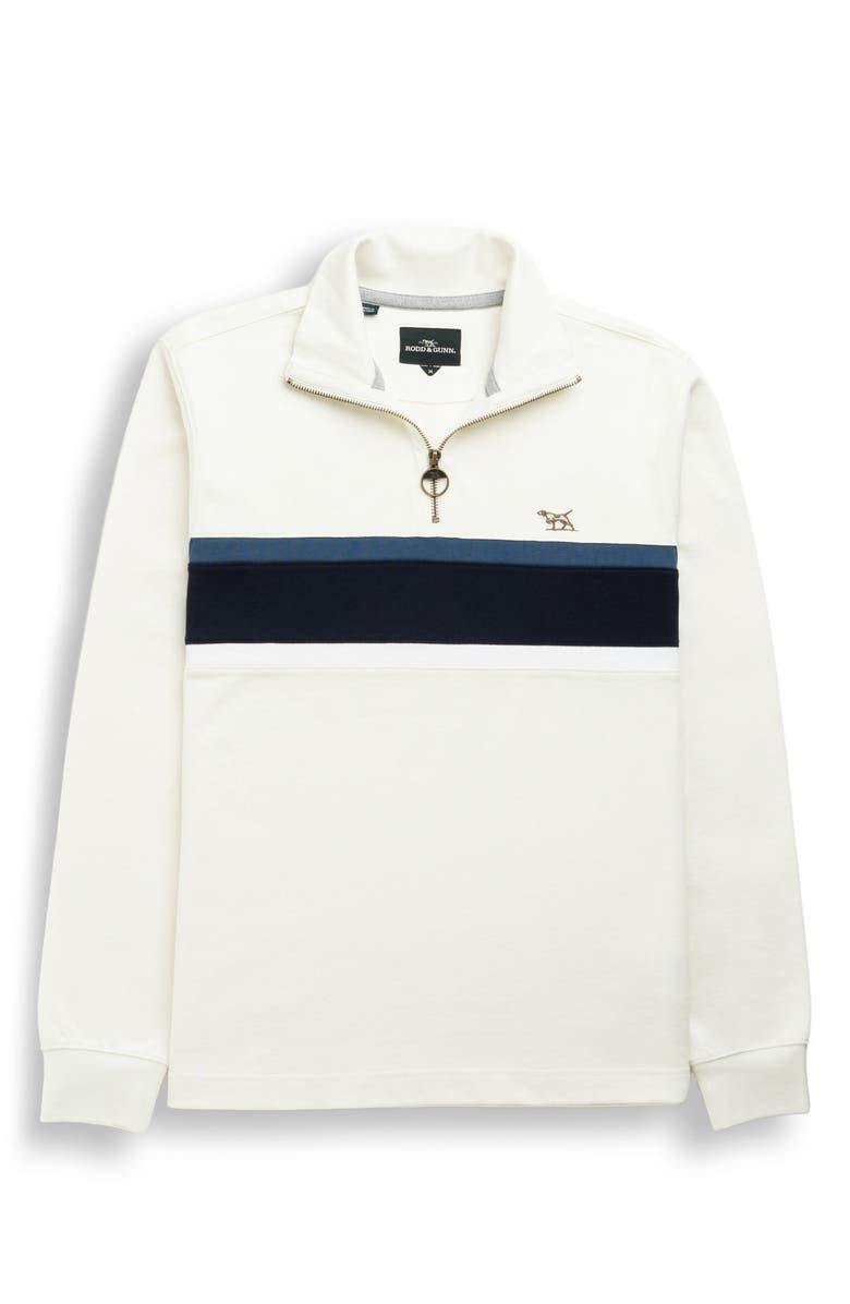 Rodd & Gunn Chesterfield Chest Stripe Quarter Zip Long Sleeve Polo, Alternate, color, Bone