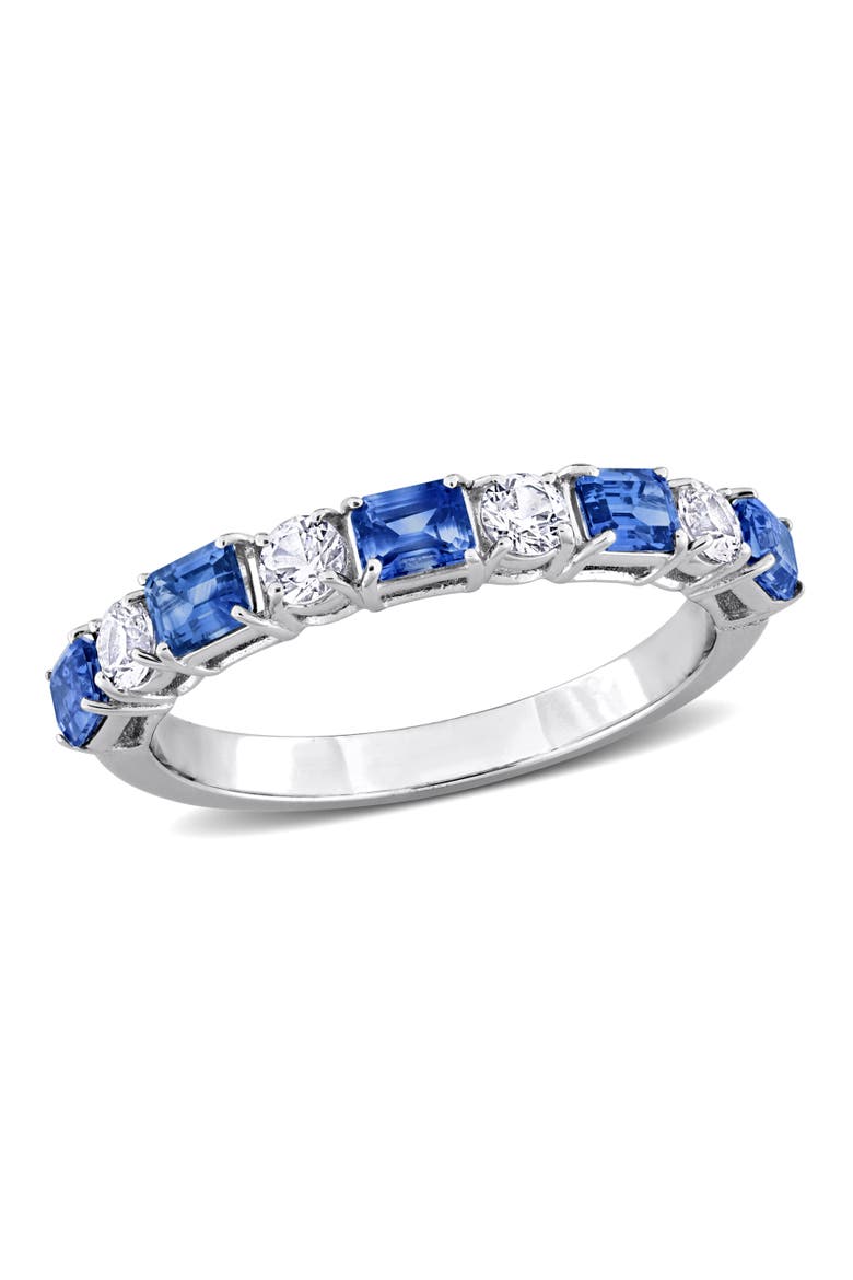Blue & White Sapphire Semi-Eternity Ring 14k, Main, color, Sapphire