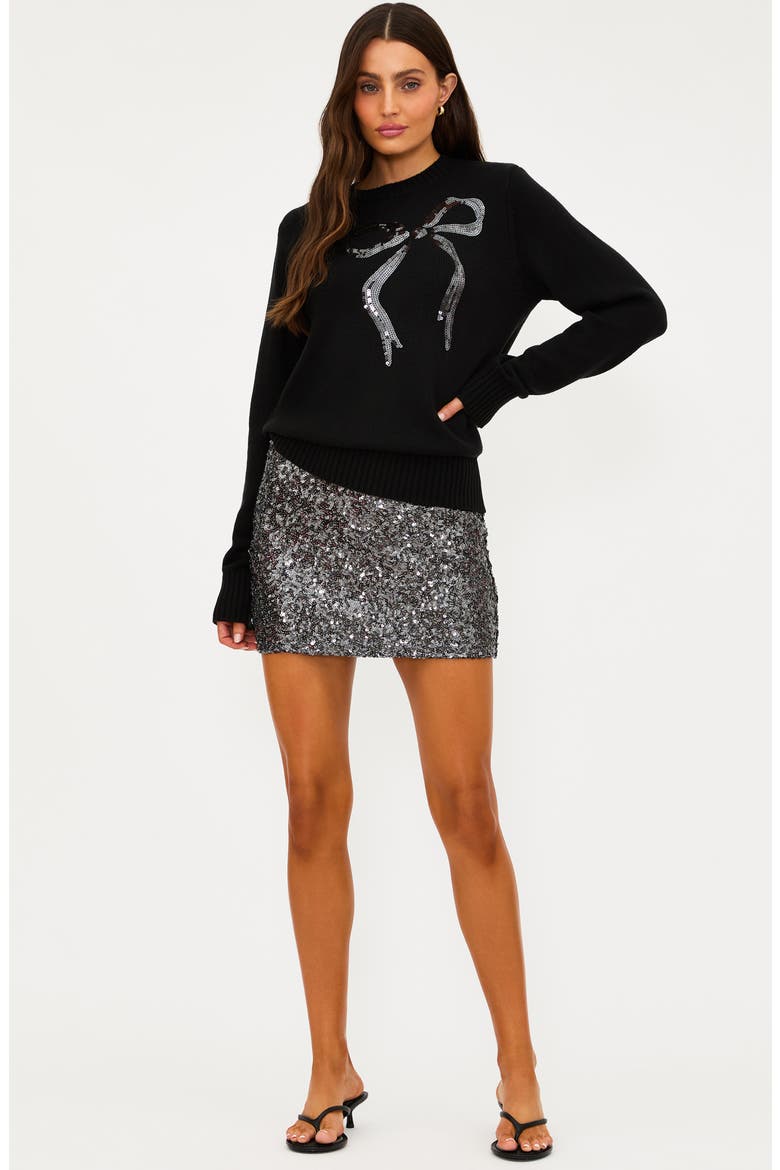 Trixie Sequin Miniskirt, Alternate, color, GUNMETAL