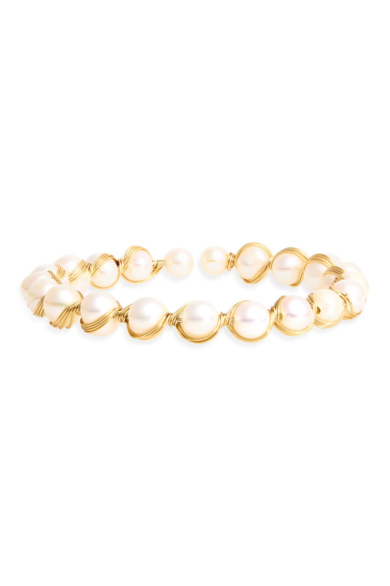 Thyra Freshwater Pearl Wire Bracelet, Main, color, GOLD