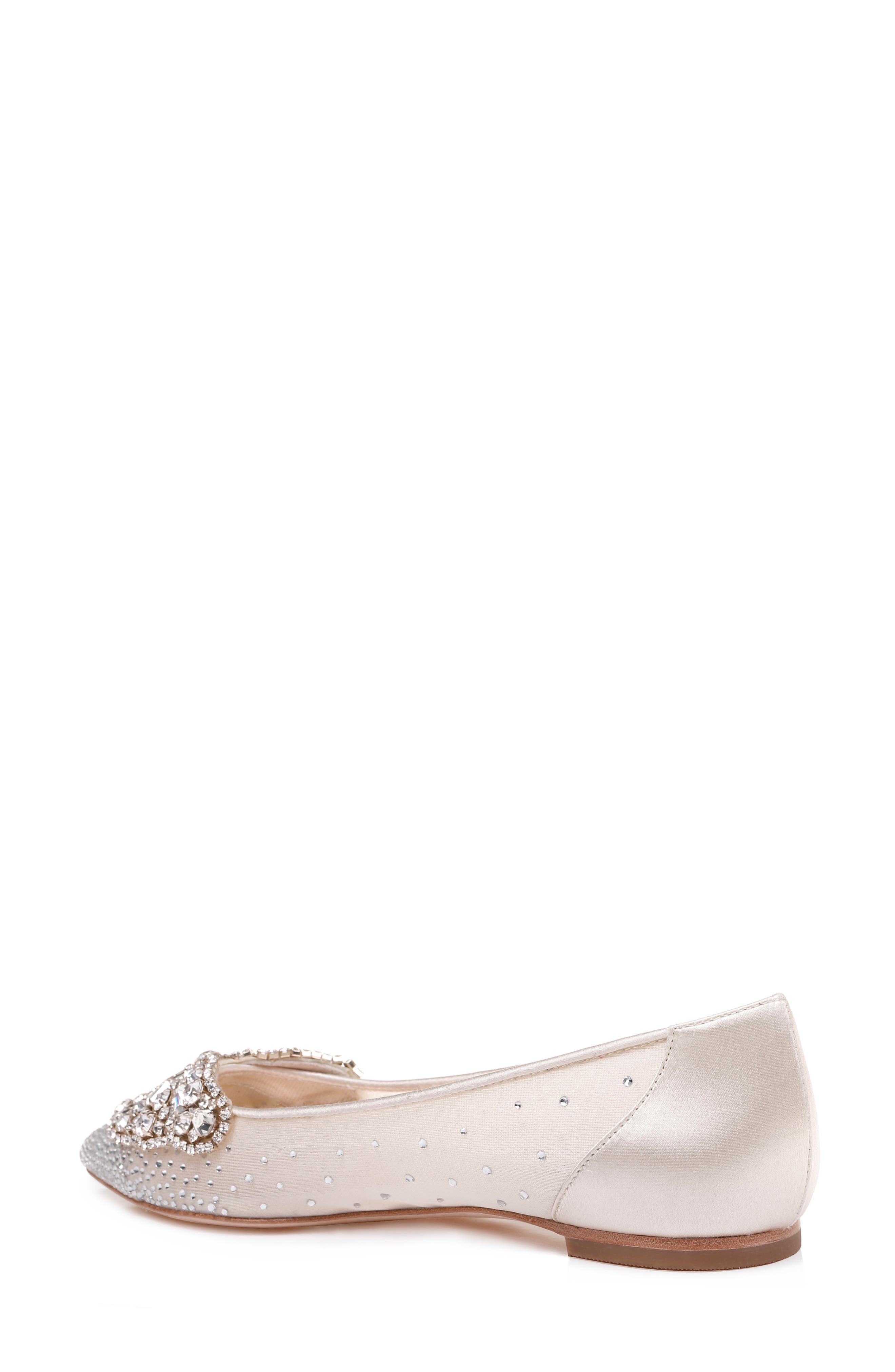 Quinn Embellished Pointed Toe Flat, Alternate, color, IVORY SATIN/ MESH