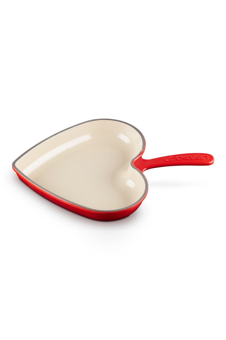 Heart Enameled Cast Iron Skillet, Main, color, CERISE