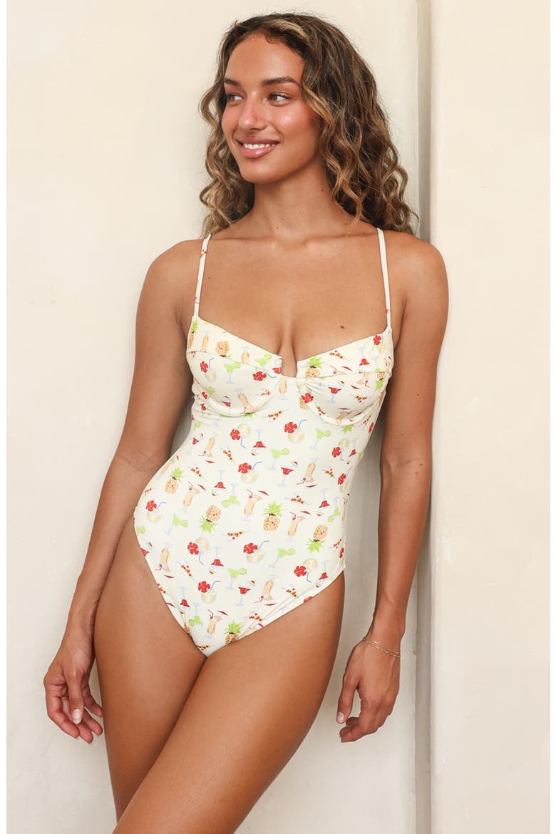 Saltwater Thigh High Cut One Piece, Main, color, Pina Colada
