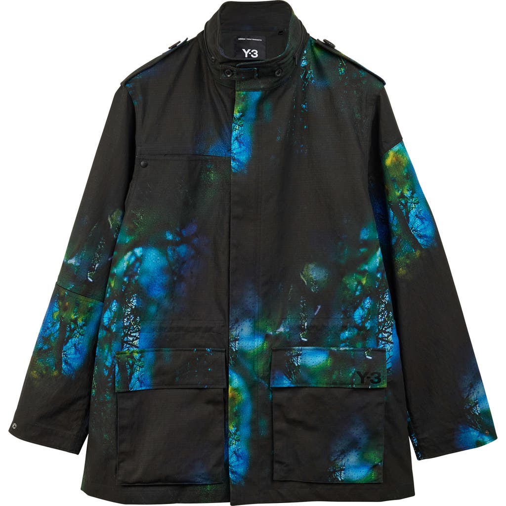 Y-3 Aop Field Jacket In Black/blue Multicolor