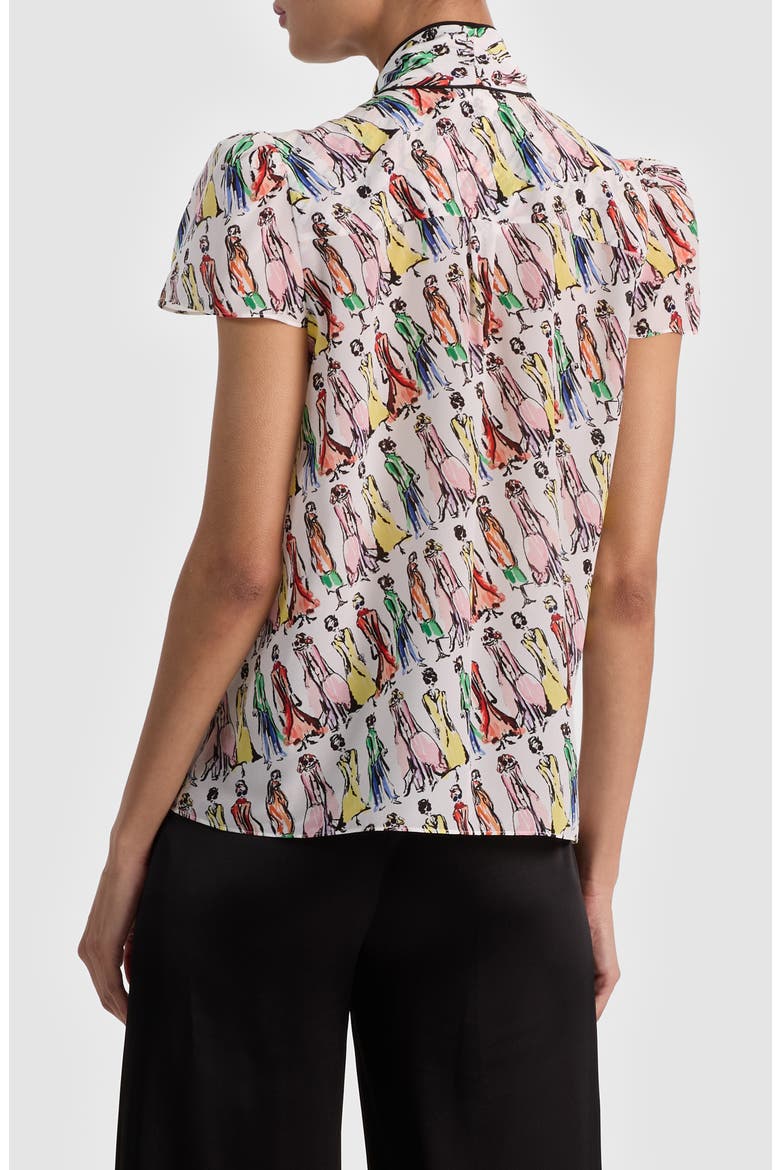 Jenie Stace Face Print Silk Button-Up Shirt, Alternate, color, LUXE STACE