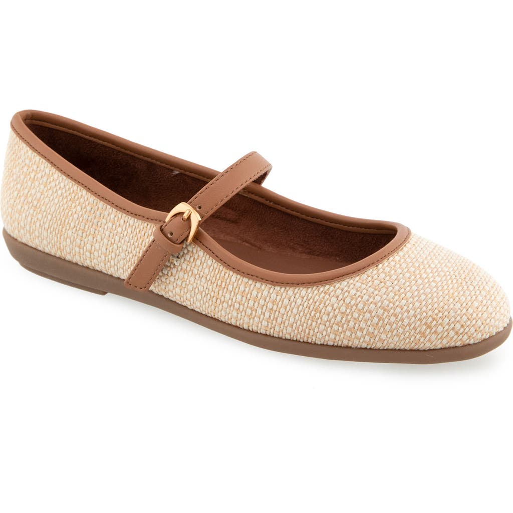 Aerosoles Baylee Mesh Mary Jane Flat In Natural Raffia Faux Leather