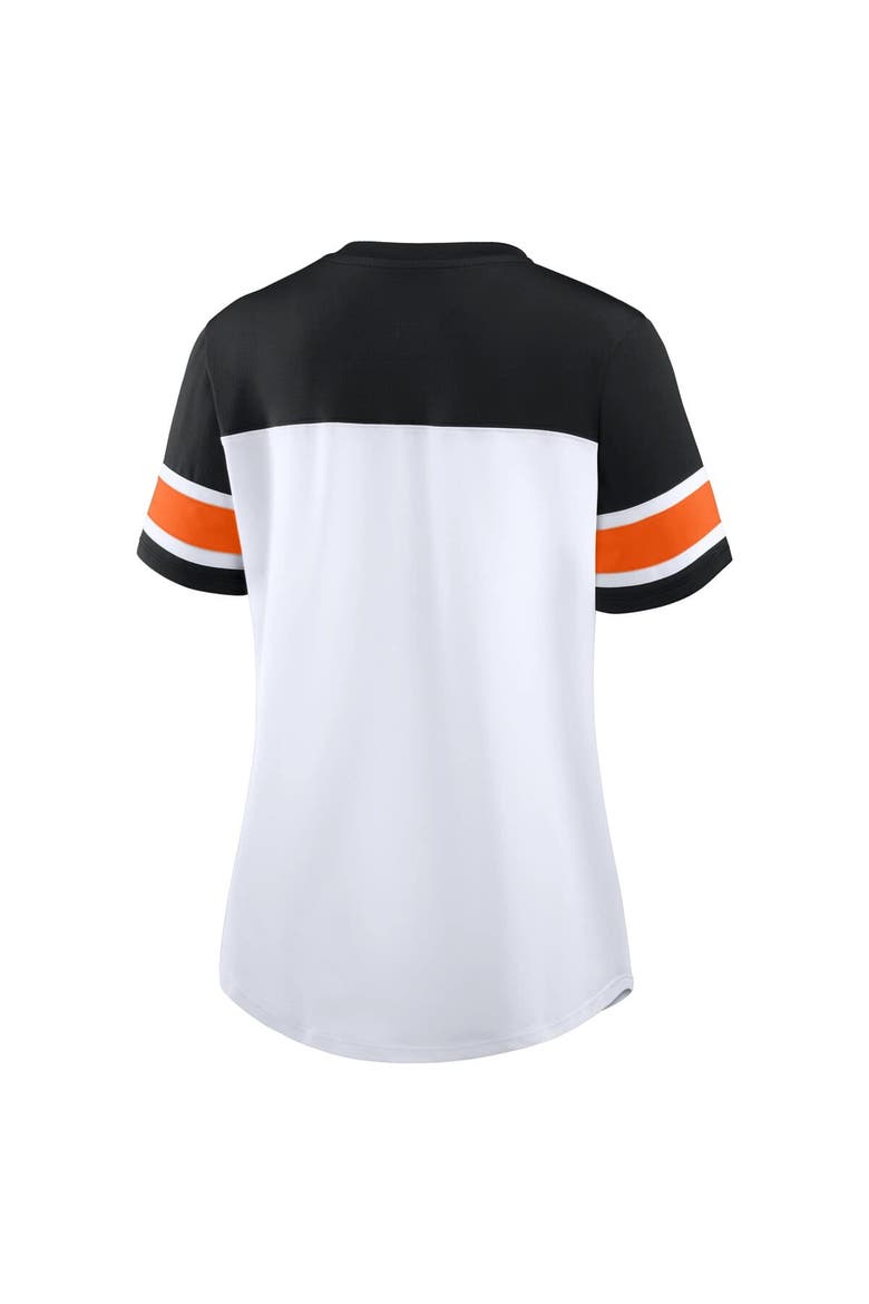 Women's Fanatics White/Black Cincinnati Bengals Athena Rhinestone Lace-Up V-Neck T-Shirt, Alternate, color, White