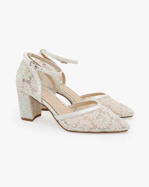 Abby Lace Block Heel with Ankle Strap