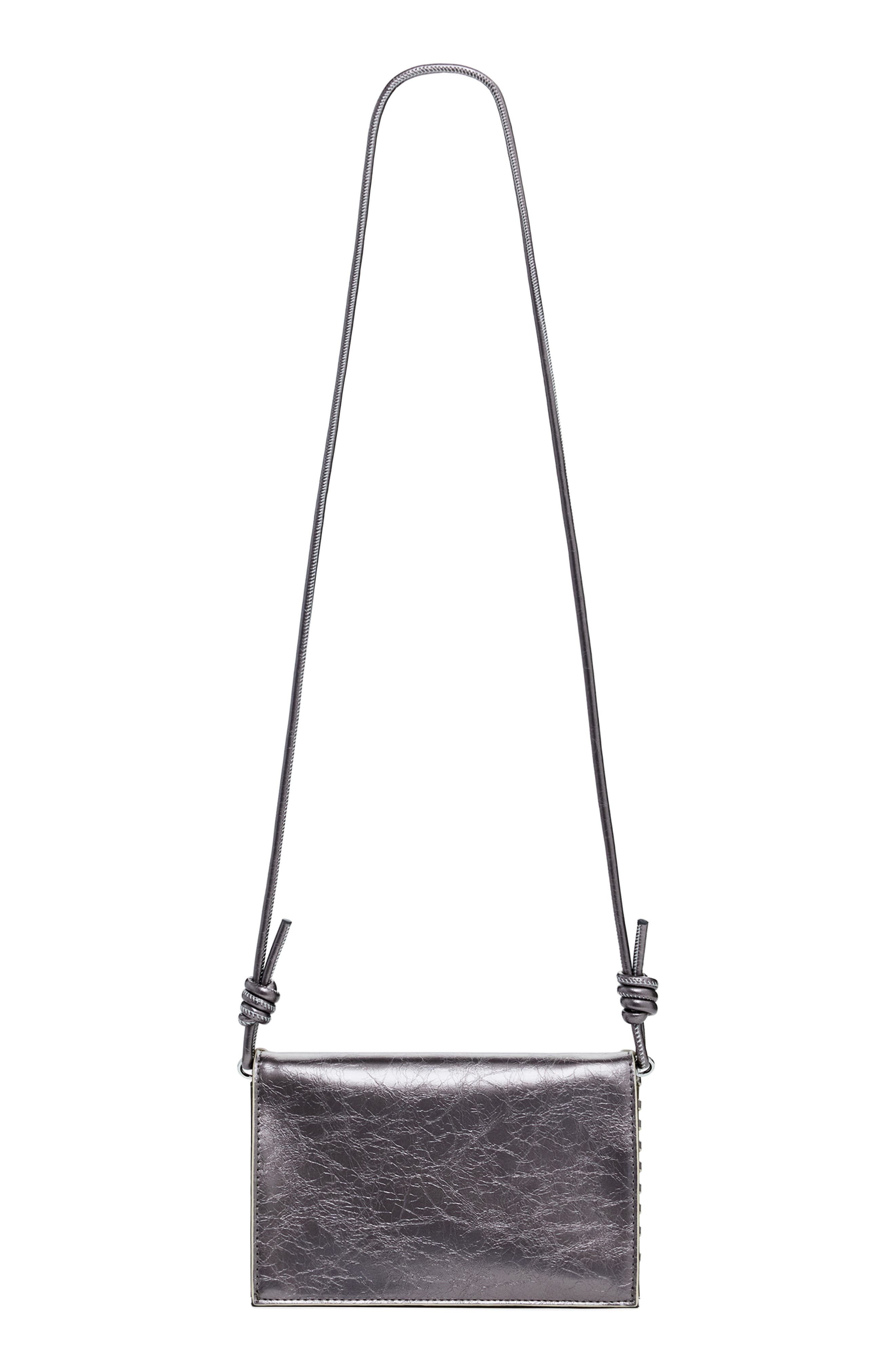 Desigual Metallic Faux Leather Crossbody Bag, Alternate, color, Silver