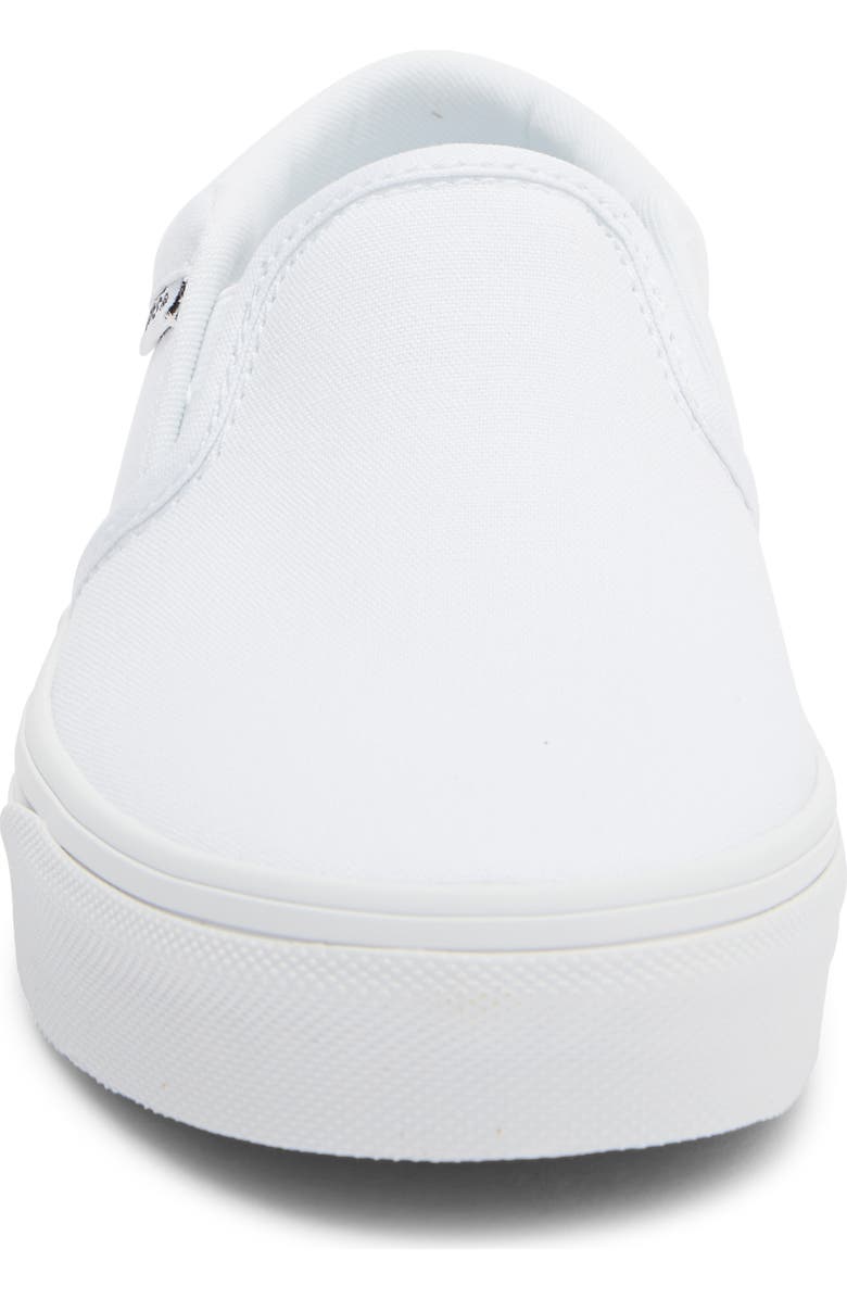 Vans Kids' Asher Slip-On Sneaker, Alternate, color, Canvas White/White