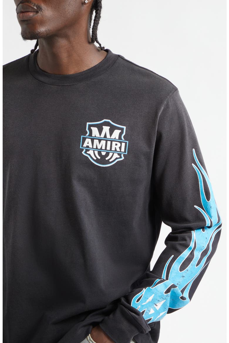Eagle Flames Long Sleeve Cotton Graphic T-Shirt, Alternate, color, BLACK