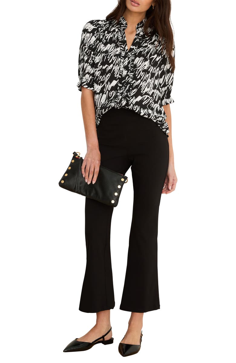 NIC+ZOE Cursive Print Chiffon Top, Alternate, color, Black Multi