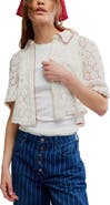 Free People Mannie Floral Lace Button-Up Crop Shirt