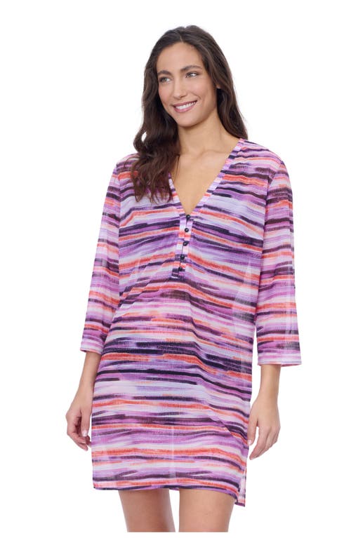 Profile By Gottex Riga V Neck Mesh Cover-up Dress In Purple Multi