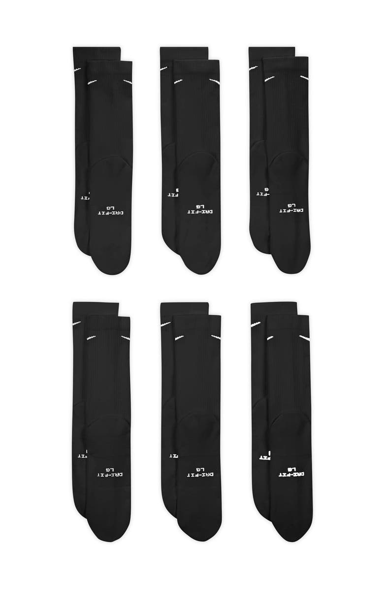 Nike Everyday Elevated Dri-FIT Assorted 6-Pack Cotton Blend Crew Socks, Alternate, color, Black