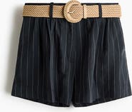 H&M Belted Linen-blend Shorts