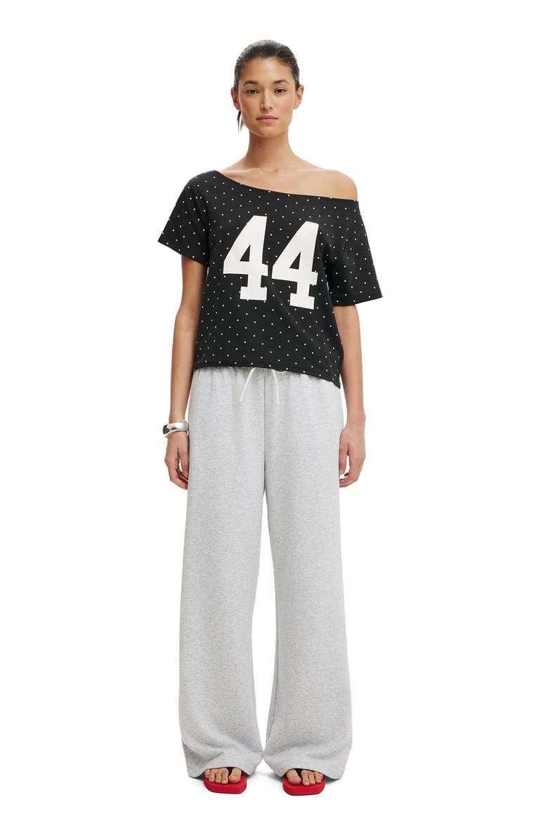 Cotton On Women's The Sporty Off Shoulder Graphic Tee, Alternate, color, 44  Washed Black