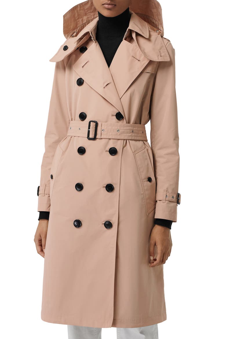Kensington Hooded Trench Coat, Main, color, CHALK PINK