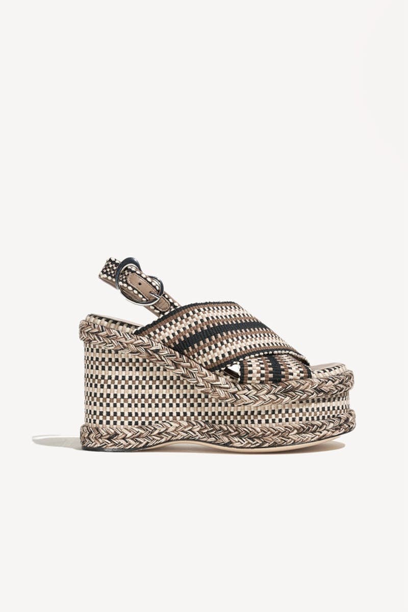 Pia Handwoven Platform Sandal with Adjustable Ankle Strap, Main, color, Sand