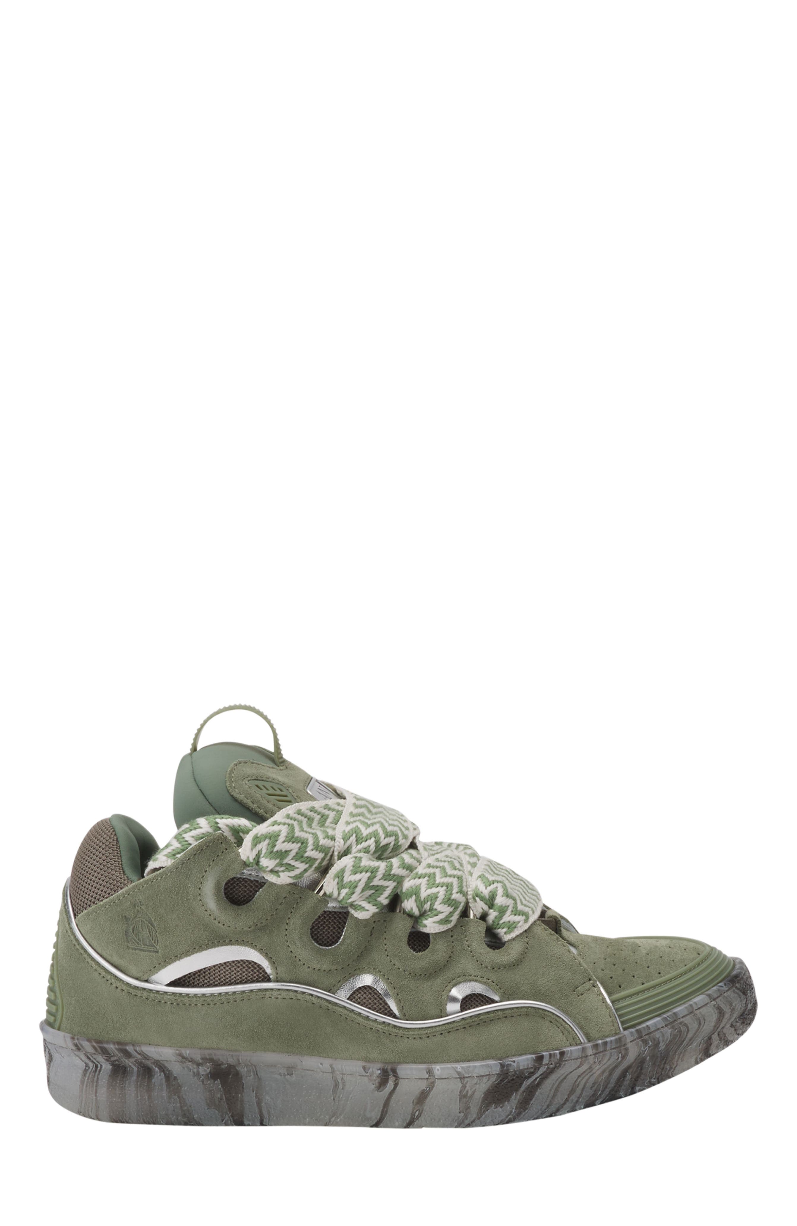 Lanvin Leather Curb Sneakers With Marbled Sole, Main, color, 