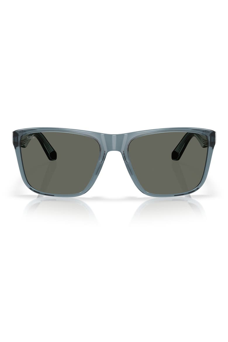 59mm Polarized Rectangular Sunglasses, Main, color, TRANSLUCENT BLUE/ GRAY 580G