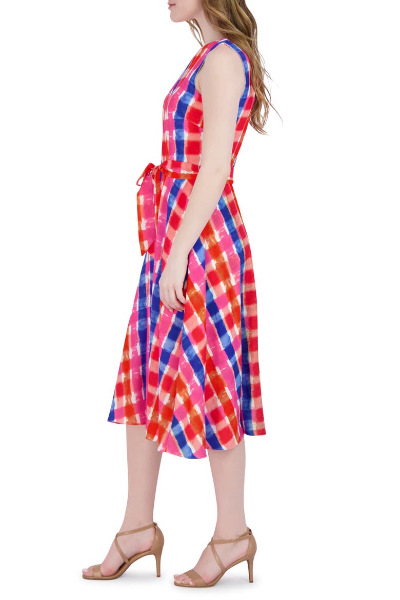 Sleeveless Tie Waist Midi Dress, Alternate, color, COBALT/PNK