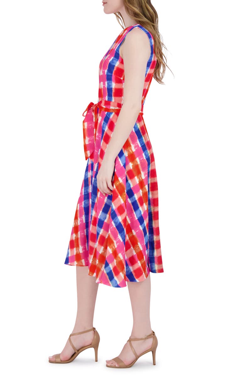 Julia Jordan Sleeveless Tie Waist Midi Dress, Alternate, color, Cobalt/Pnk