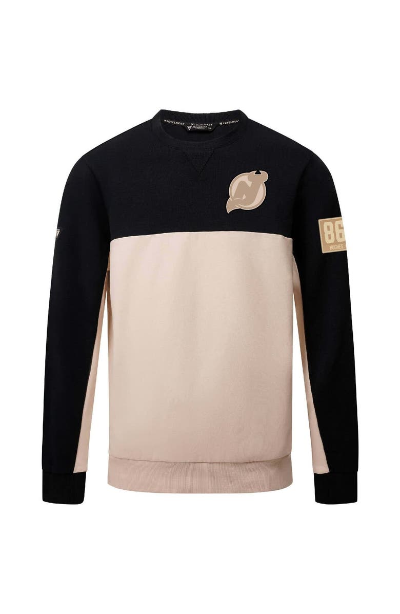 LEVELWEAR Men's Levelwear Jack Hughes Black New Jersey Devils Name & Number Pullover Sweatshirt, Main, color, Black