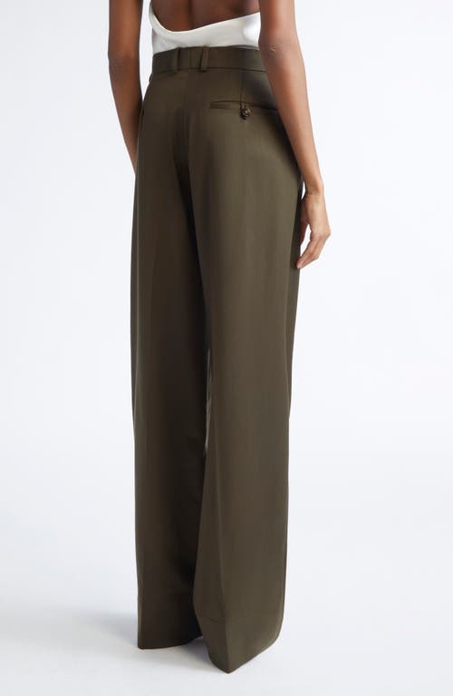Stella Mccartney Shiny Loose Wool Trousers In Green