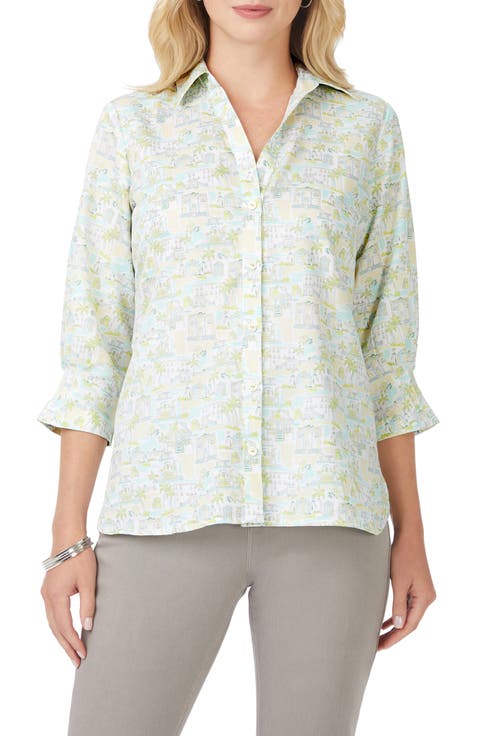Meryl Coast to Coast Print Cotton Button-Up Shirt