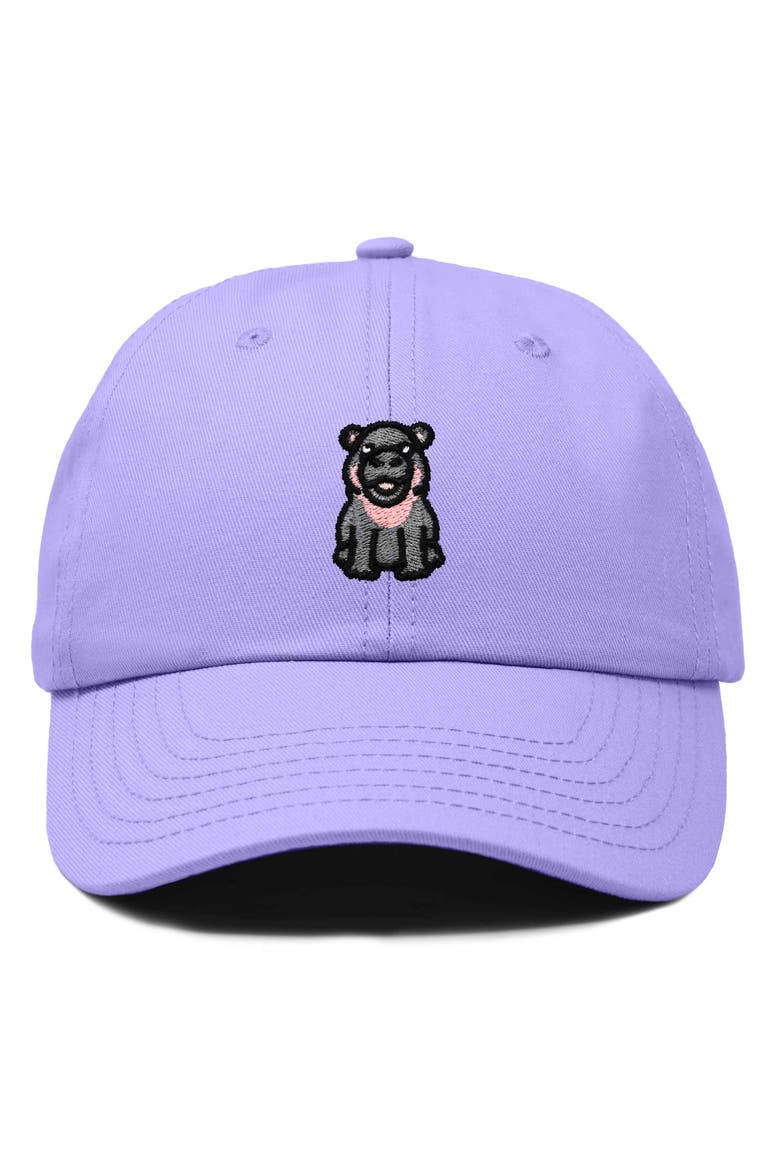 Hippo Embroidered Adjustable Hat, Main, color, Lavender
