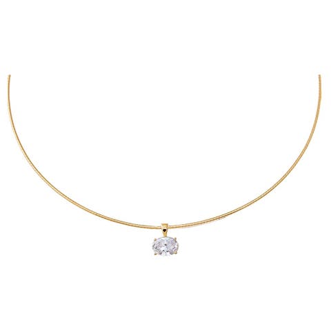 Lab Grown Diamond Oval Round Omega Chain Necklace 14K