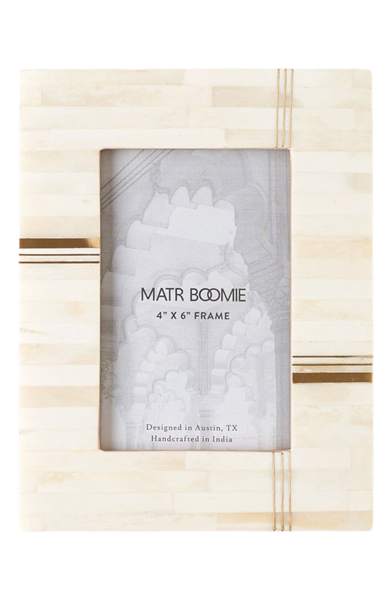 Matr Boomie Mukhendu Cream Picture Frame - Carved Bone, Brass Bar - White, 5ft 0in x 7ft 0in